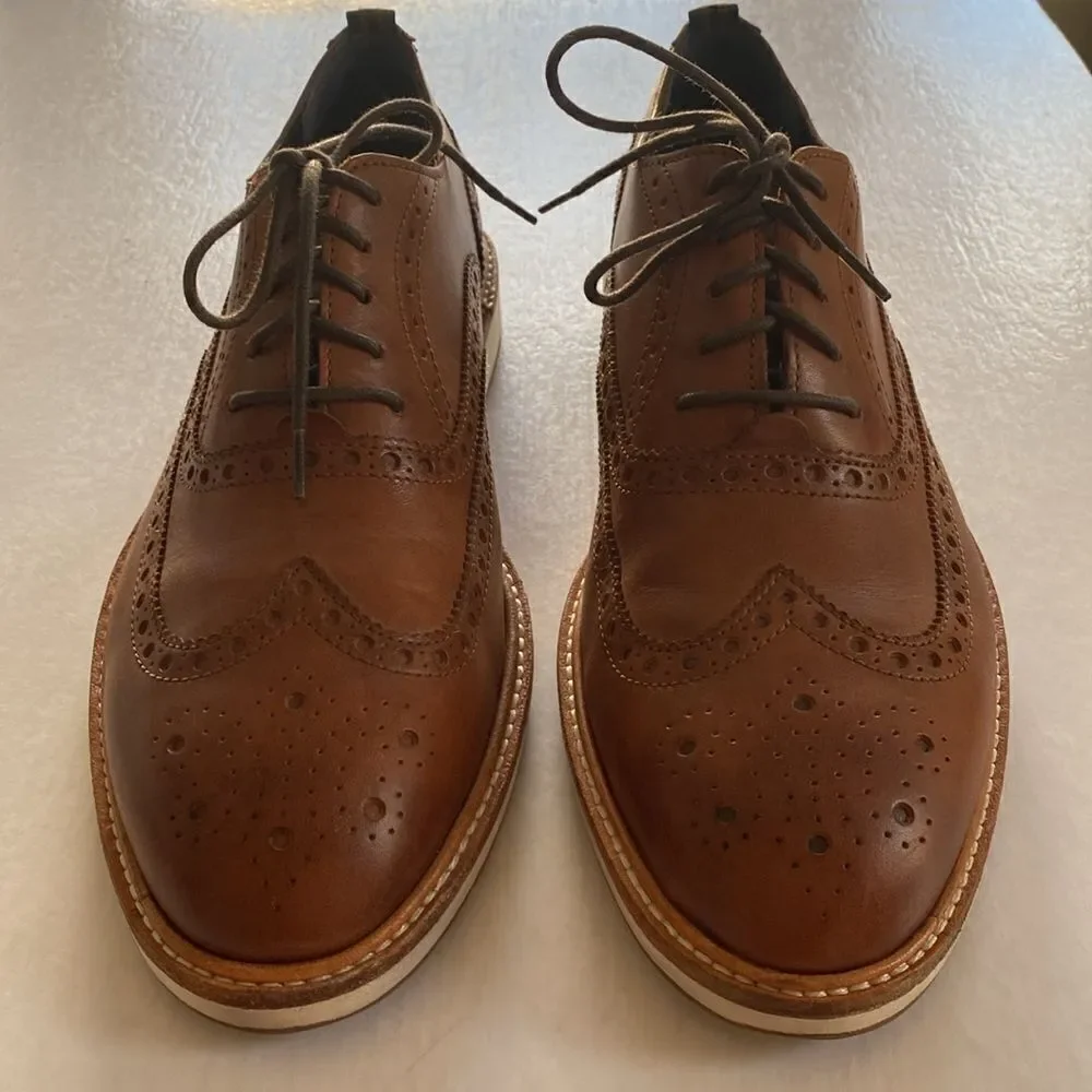COLE HAAN Morris Men’s Wing Tip Tan Oxfords #C30697 Size 9 M